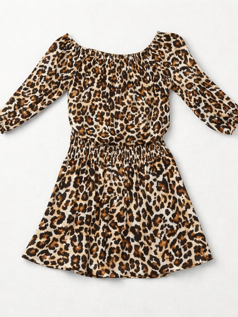Leopard Print Off-Shoulder Women's  Dress